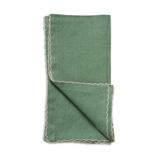 NAPKIN SET/4  SAGE PATINA SCALLOPED