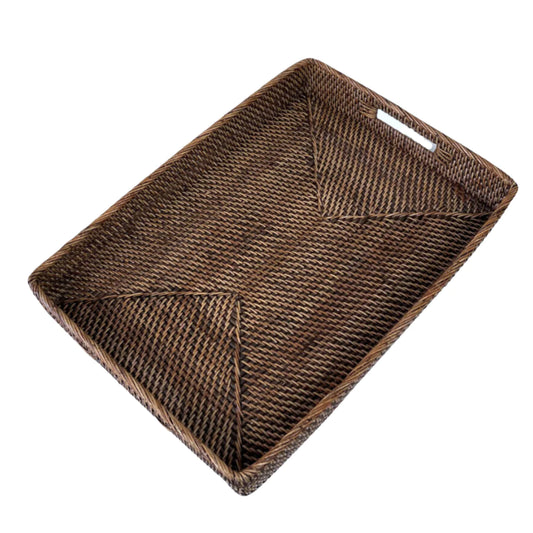 Rattan Brown Rectangle Tray L