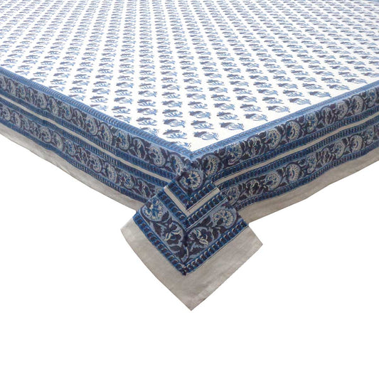 Block Print Tablecloth Marigold Teal 180x270cm