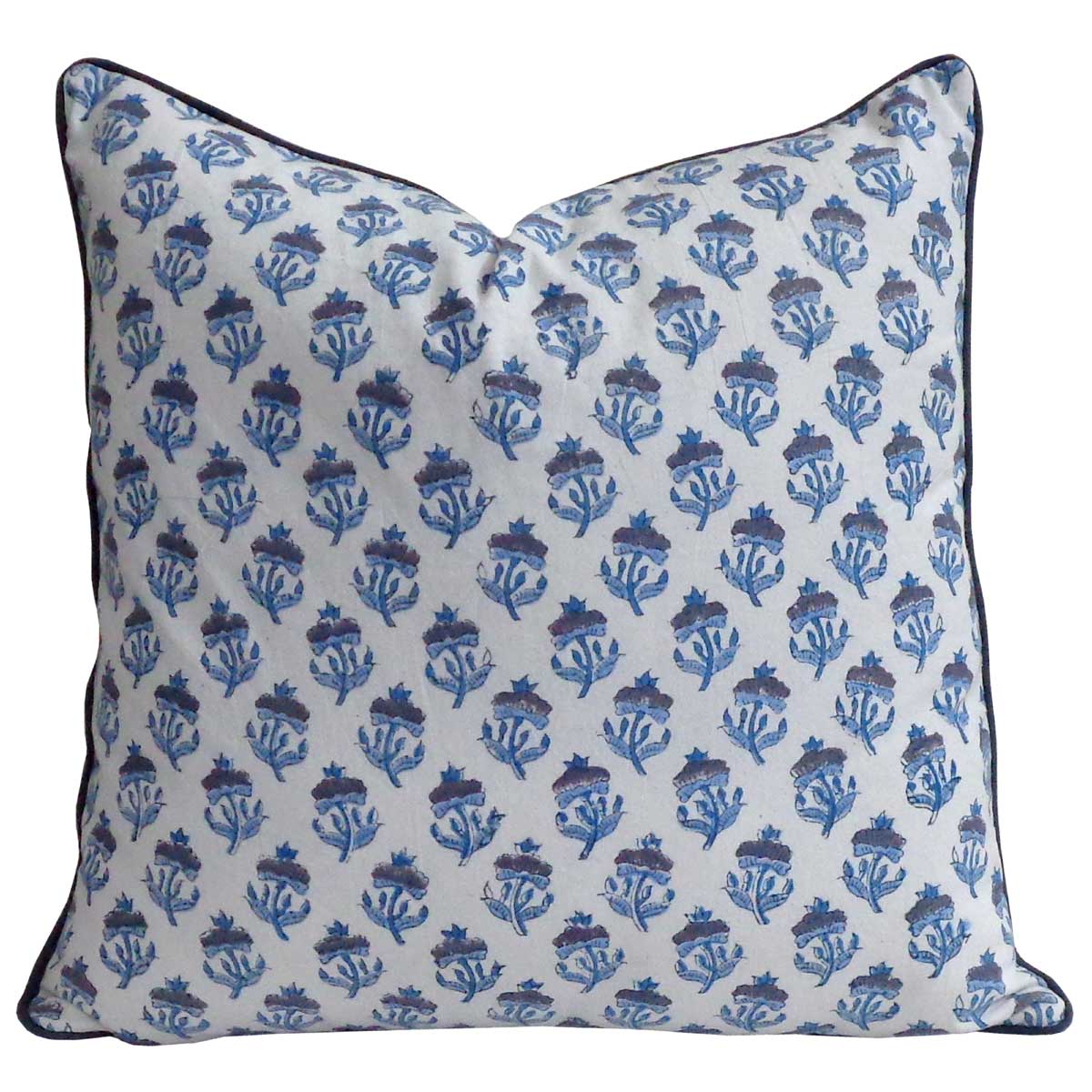 Cushion Block Print Marigold Blue 50x50