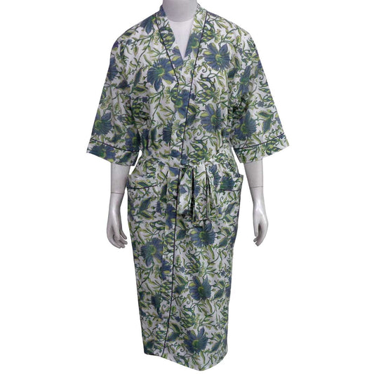 Kimono Cotton Olive Flower