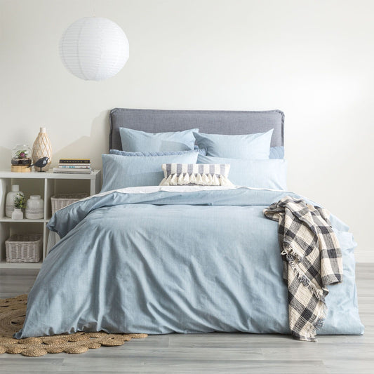 Chambray Washed Cotton Quilt Cover Set QUEEN