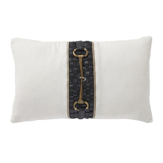 Equine Leather Luxe 30x50cm Cushion White