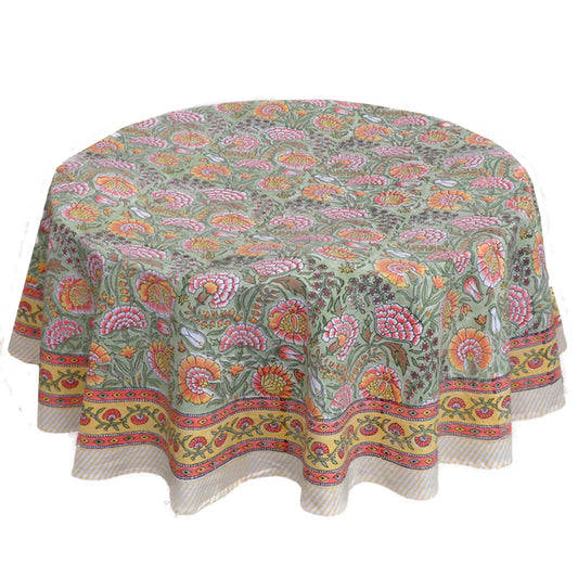 Block Print Round Table Cloth 220cm Reshma Multi