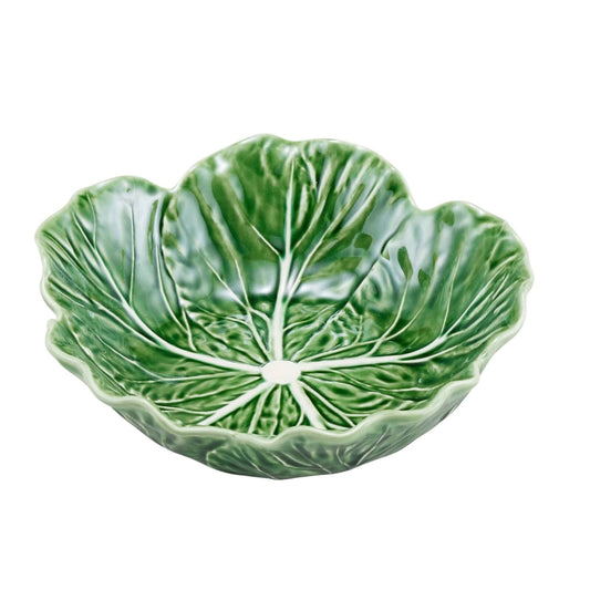 Green cabbage leaf ceramic bowl | Large