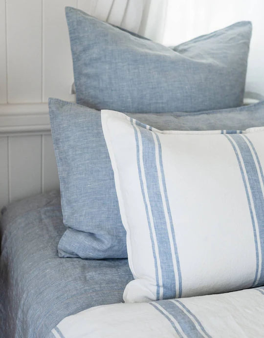 Salt Linen Pillowcase Set - French Blue Ticking Stripe