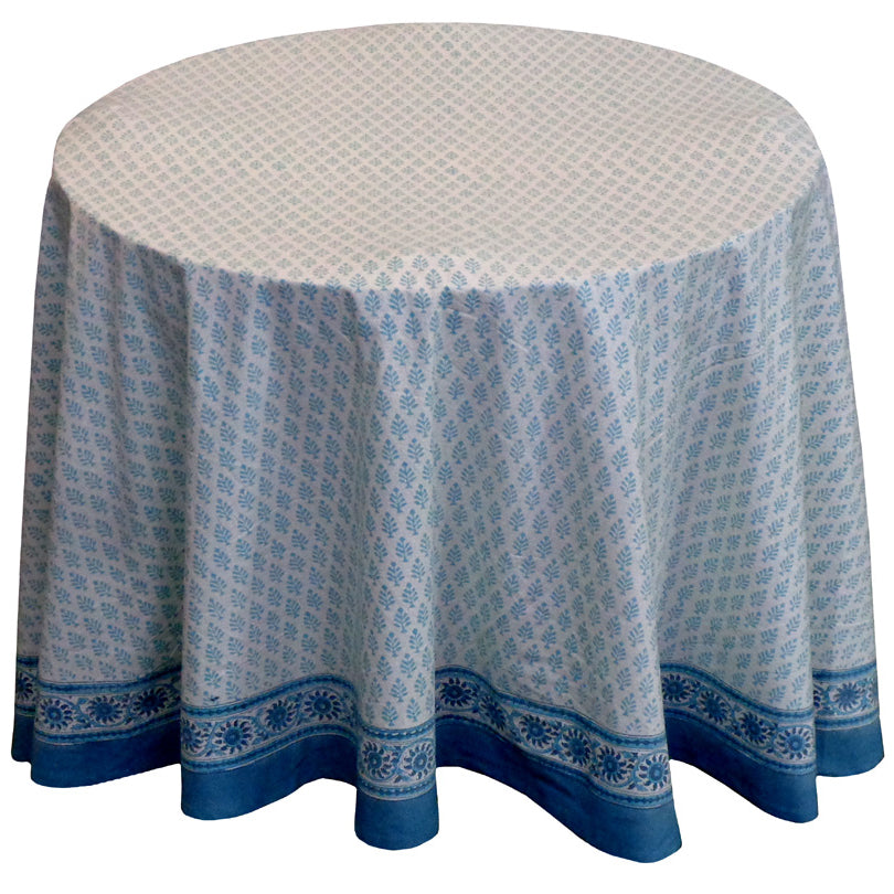 Block Print Round Table Cloth 220cm Neem Marina