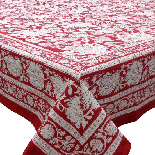 Block Print Square Table Cloth 180cm Amaranth Red