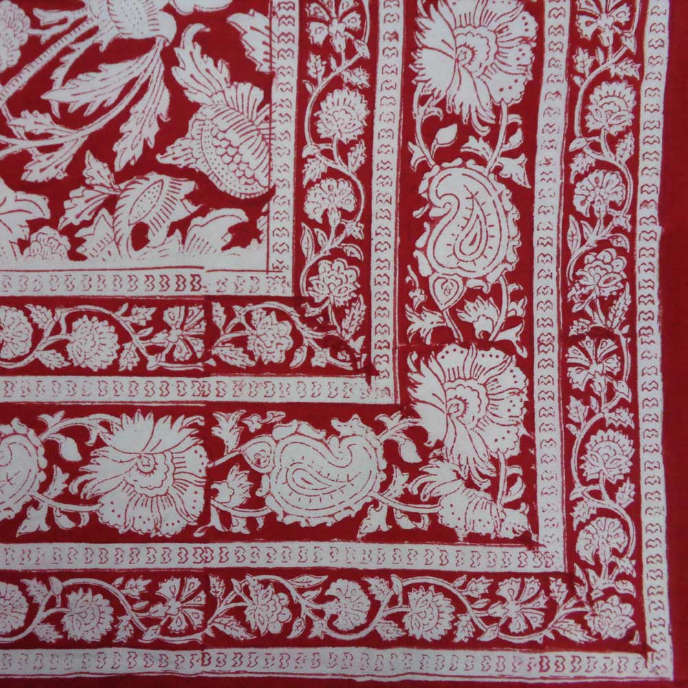 Block Print Square Table Cloth 220cm Amaranth Red