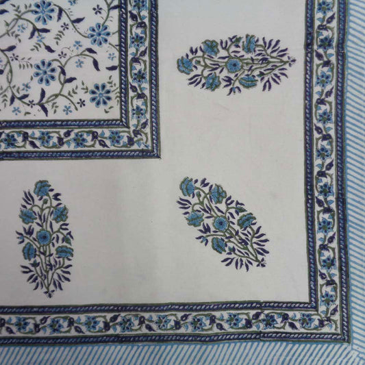 Block Print Square Table Cloth 220cm Ragini Blue