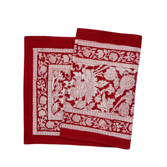 Table Runner Block Printed Amaranth Red 120x33cm